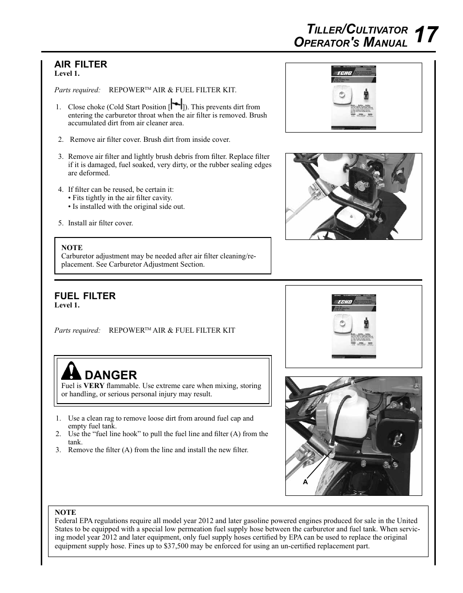 Danger | Echo TC-210 User Manual | Page 17 / 32