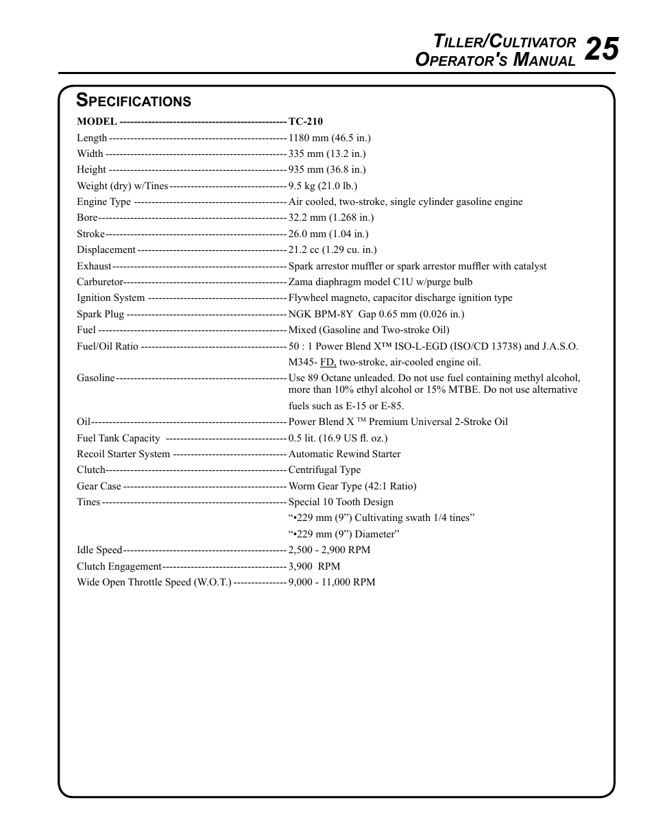 Echo TC-210 User Manual | Page 25 / 32