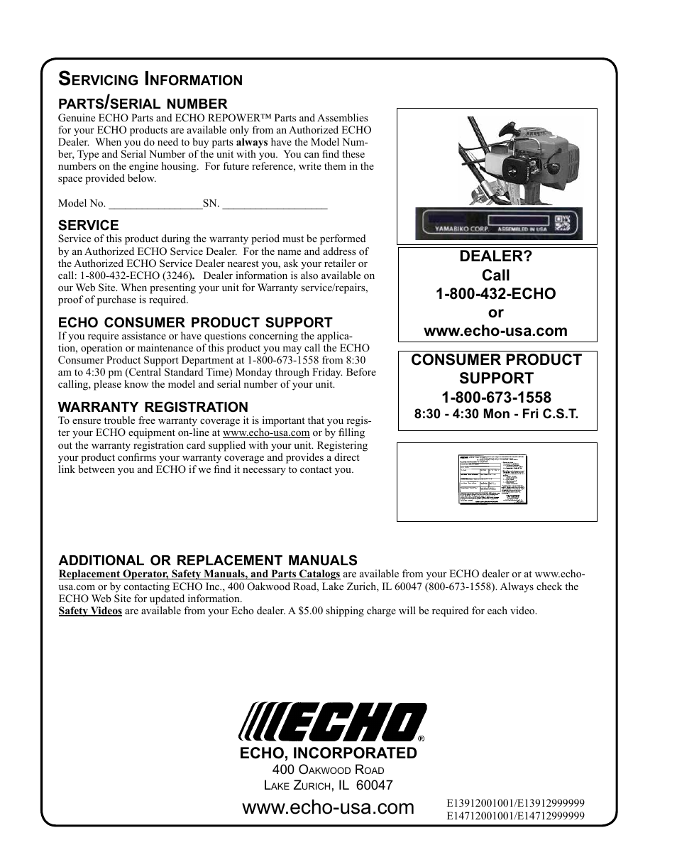 Echo TC-210 User Manual | Page 32 / 32