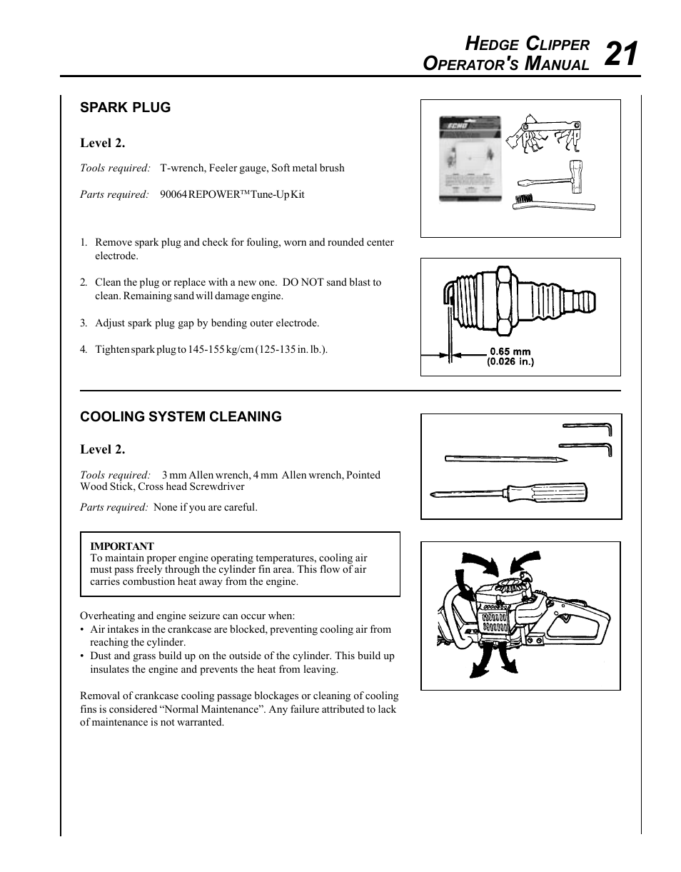 Echo HC-1500 Type 1E User Manual | Page 21 / 32