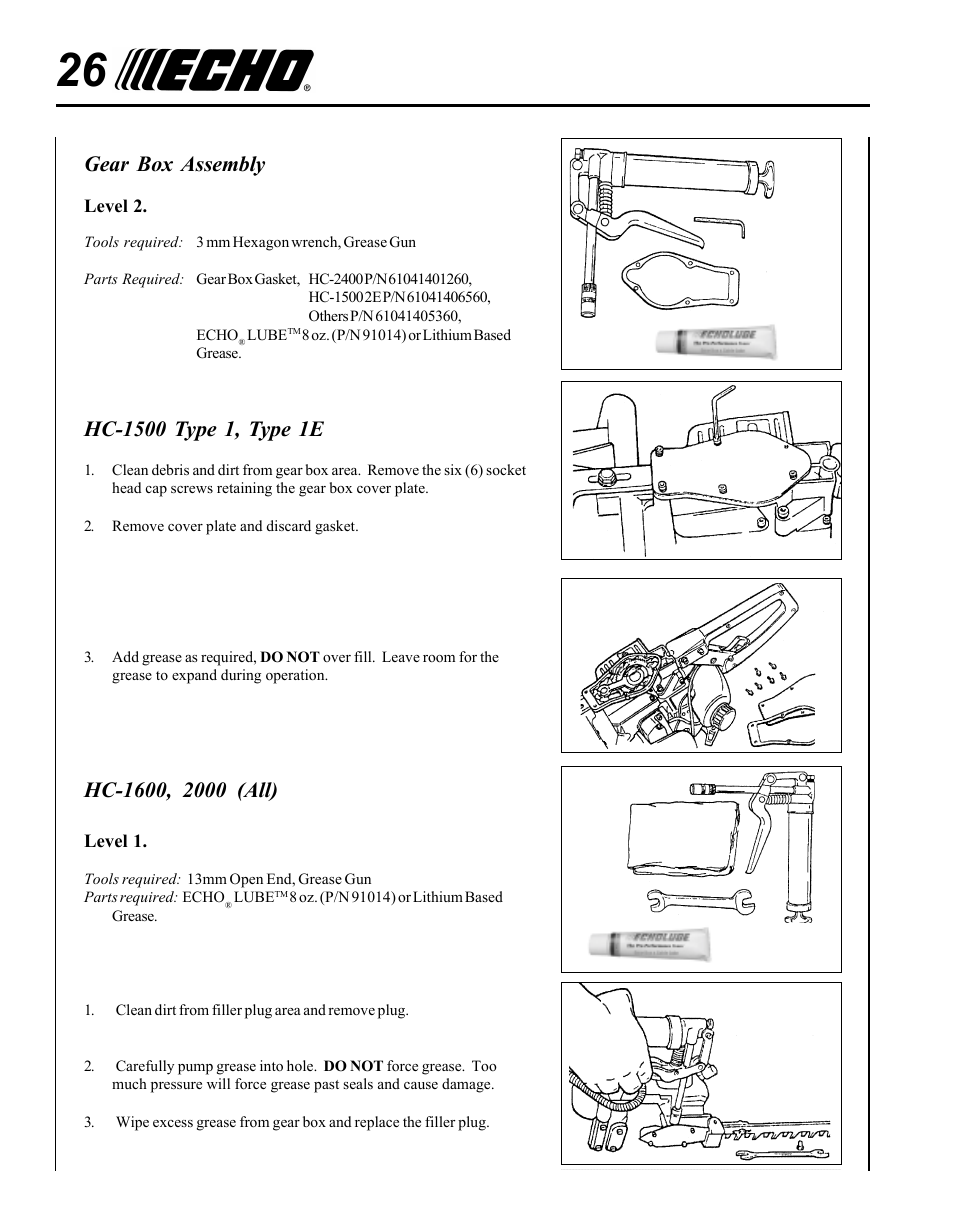 Gear box assembly | Echo HC-1500 Type 1E User Manual | Page 26 / 32