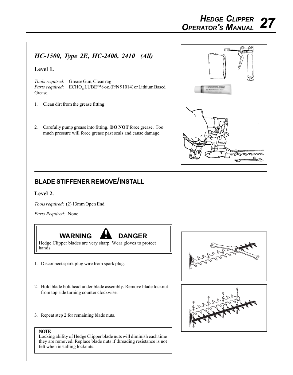 Echo HC-1500 Type 1E User Manual | Page 27 / 32