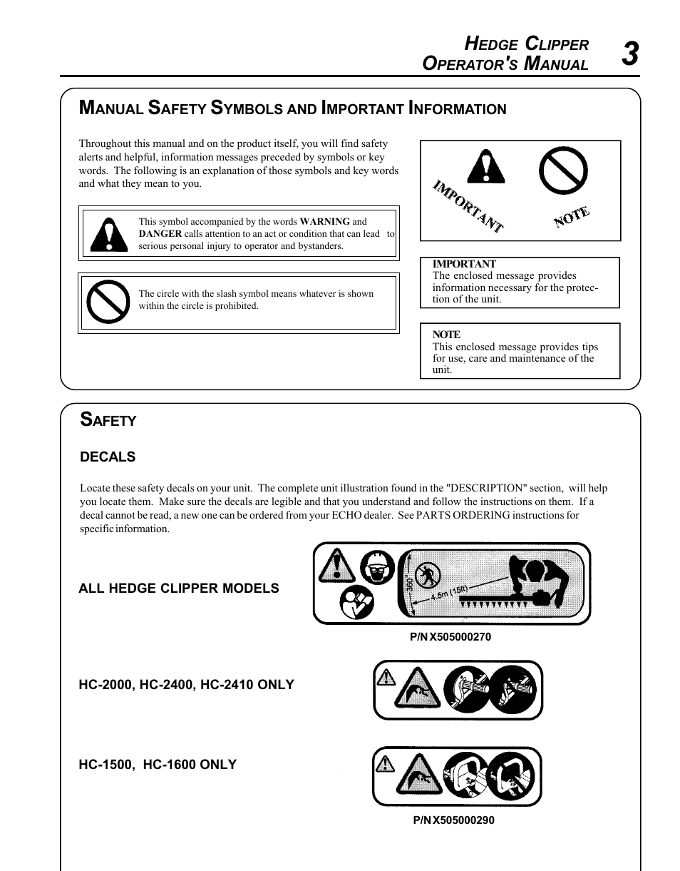 Echo HC-1500 Type 1E User Manual | Page 3 / 32