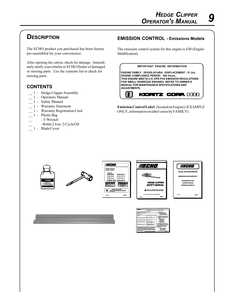 Echo HC-1500 Type 1E User Manual | Page 9 / 32