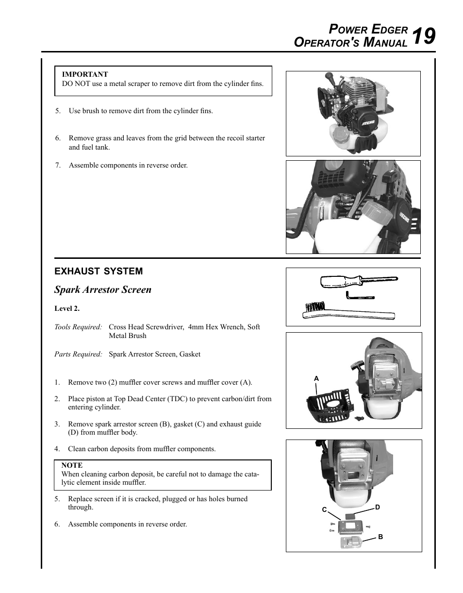 Exhaust system | Echo PE-280 User Manual | Page 19 / 32