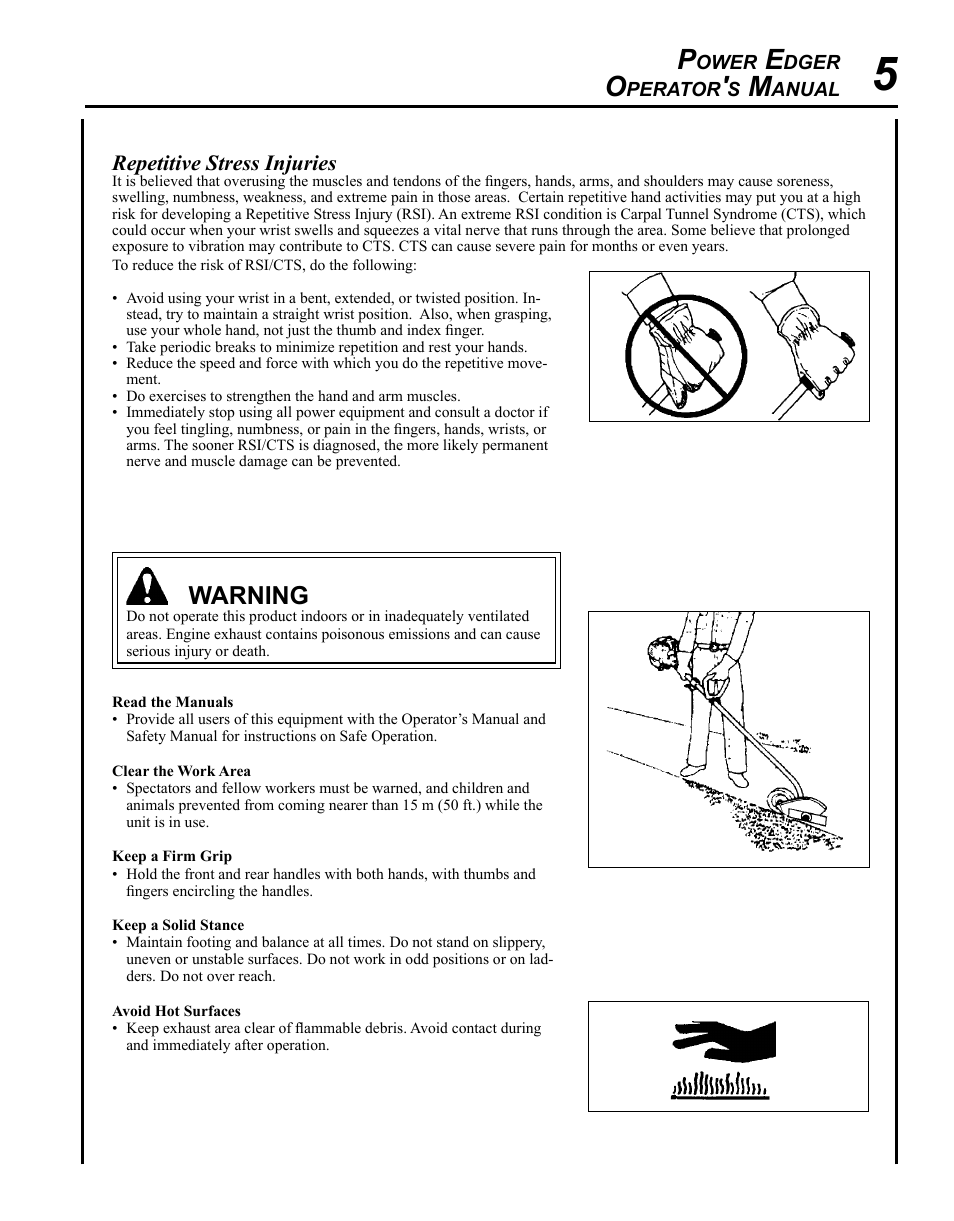 Warning | Echo PE-280 User Manual | Page 5 / 32