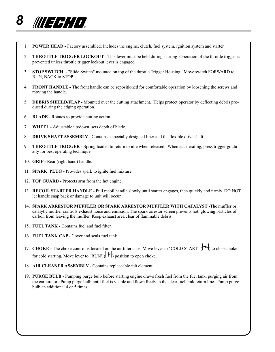 Echo PE-280 User Manual | Page 8 / 32