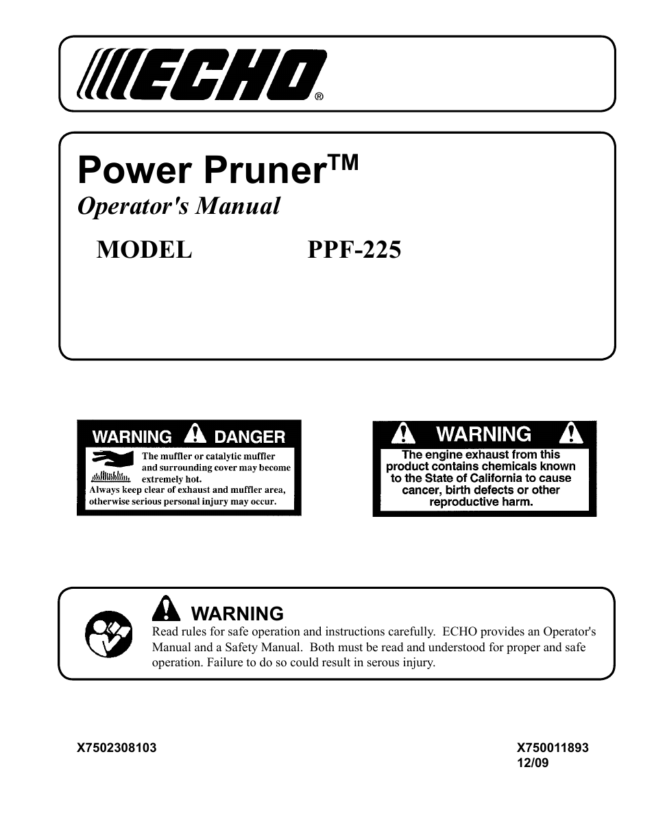 Echo PPF-225 User Manual | 36 pages