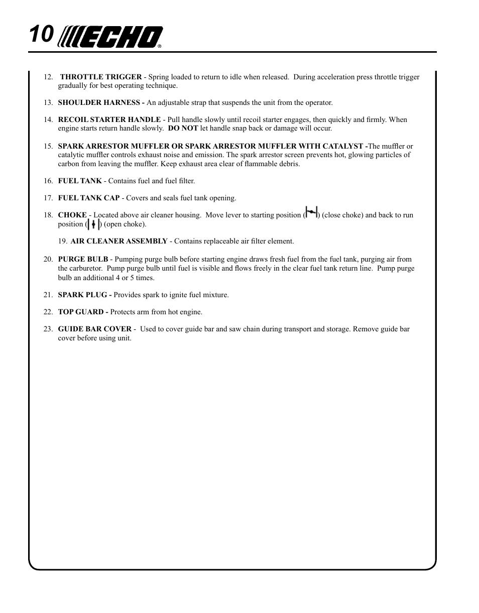 Echo PPF-225 User Manual | Page 10 / 36