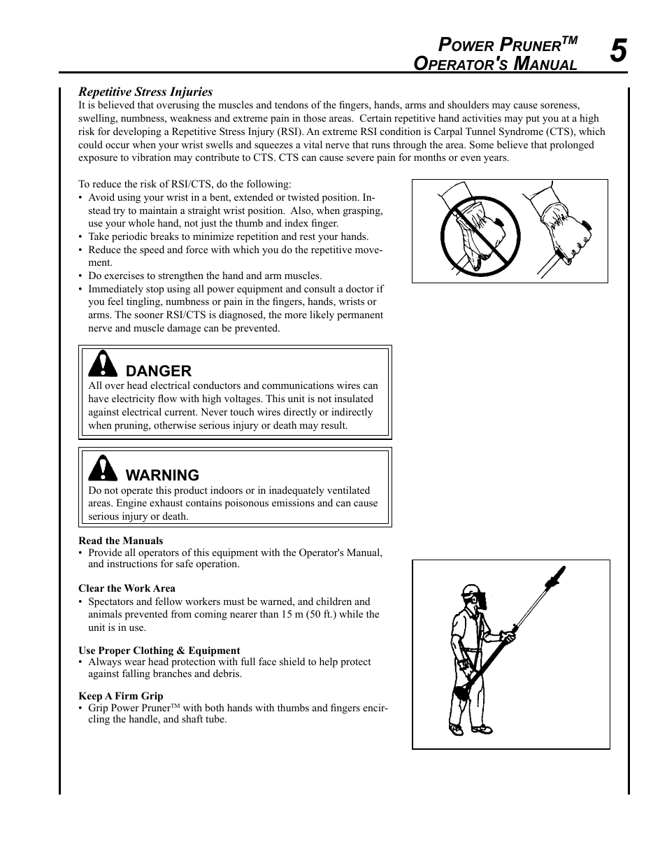 Danger, Warning | Echo PPF-225 User Manual | Page 5 / 36