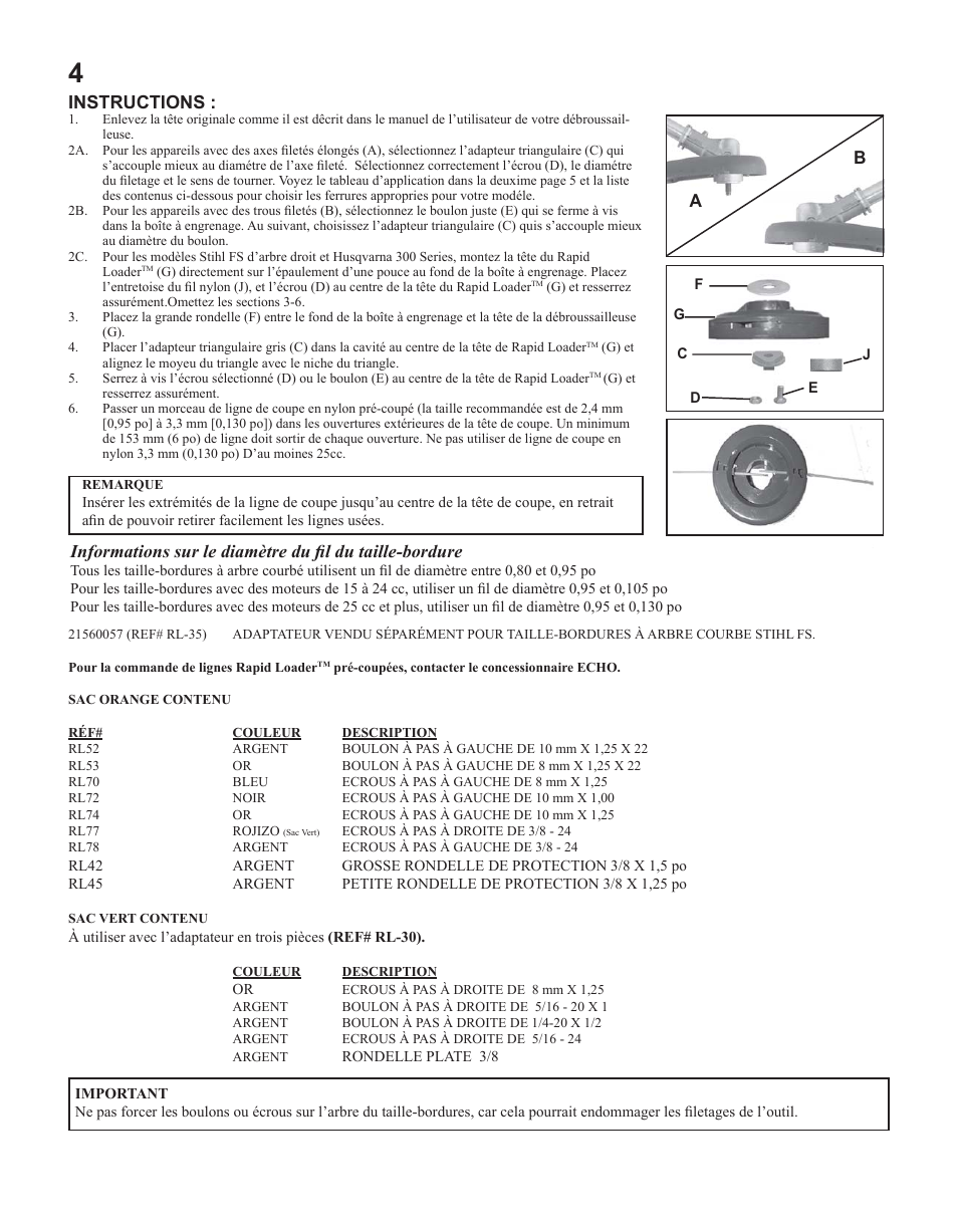 Instructions | Echo 21560059 2 User Manual | Page 4 / 8