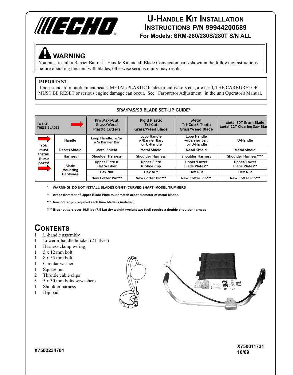 Echo U-HANDLE SRM-280S User Manual | 16 pages