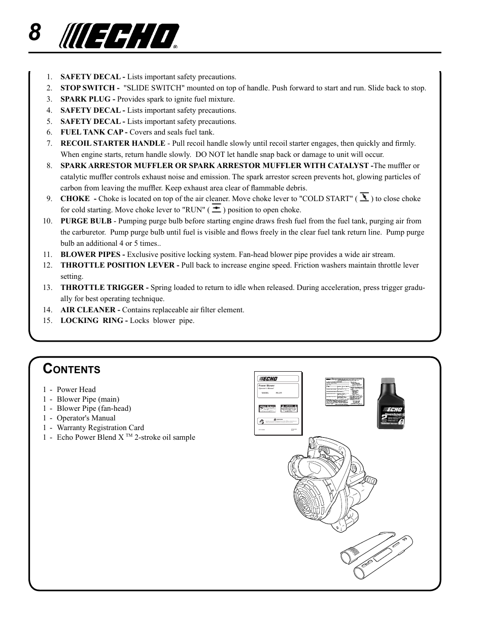 Echo PB-255 User Manual | Page 8 / 28