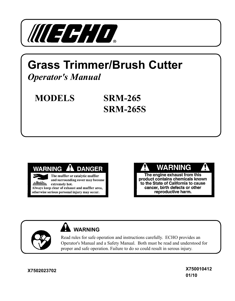 Echo SRM-265 User Manual | 36 pages