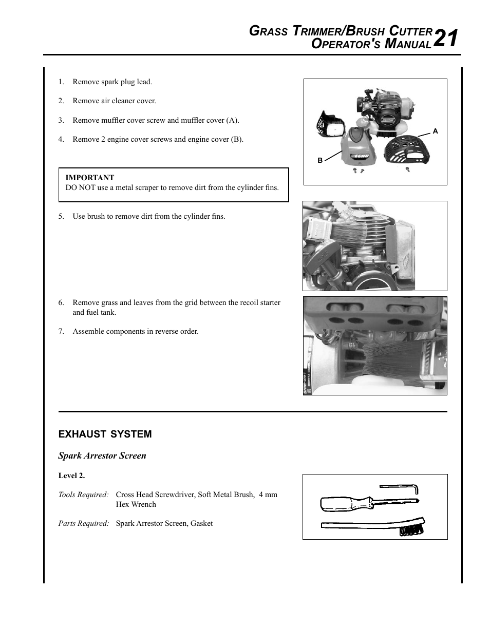 Exhaust system | Echo SRM-265 User Manual | Page 21 / 36