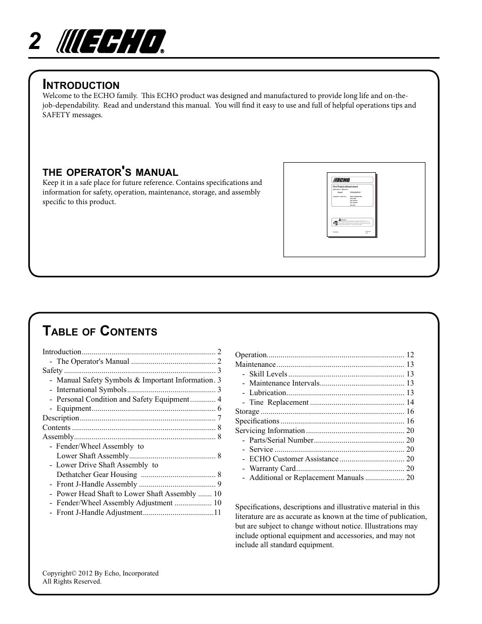 Echo PROTHATCH 99944200563 User Manual | Page 2 / 20