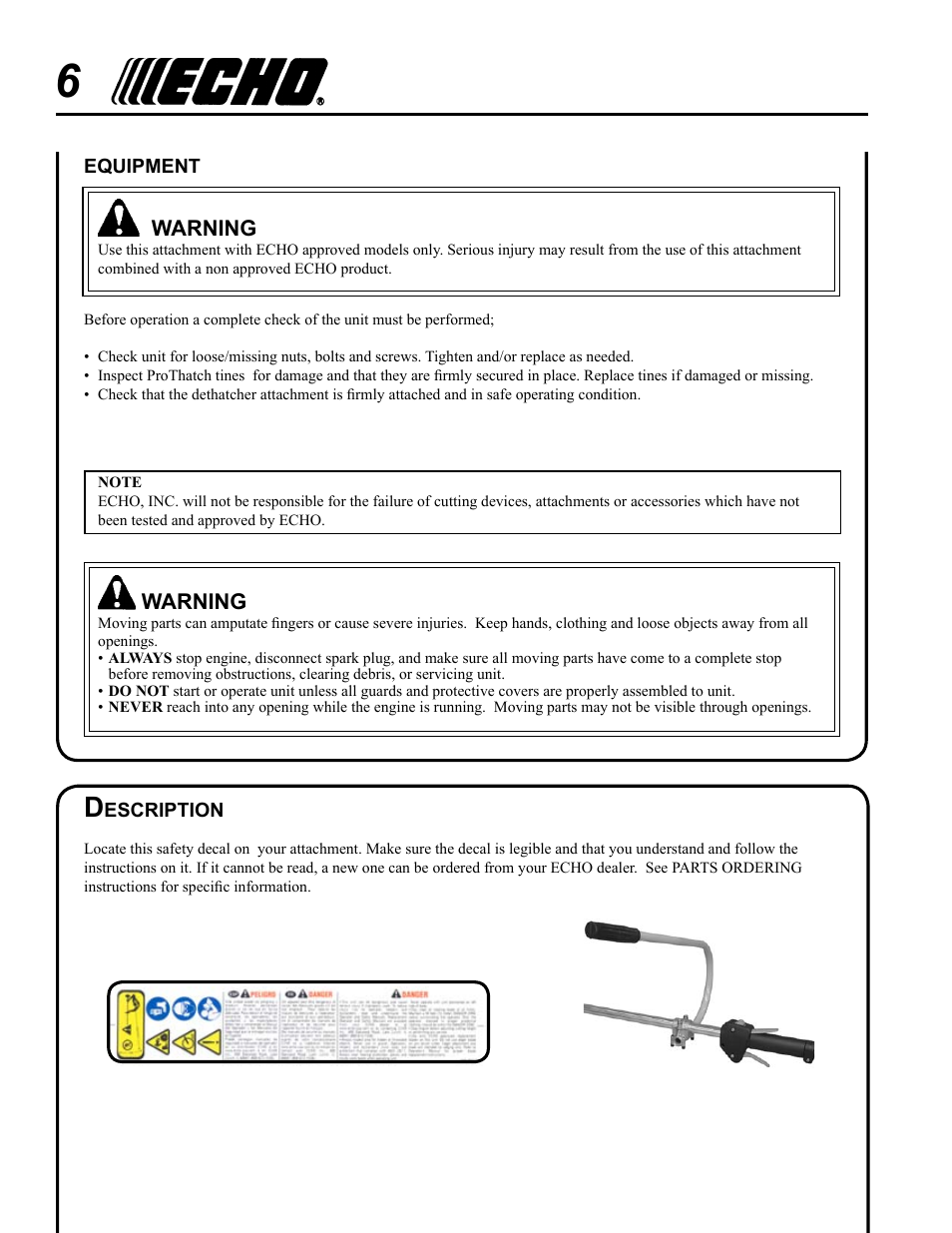 Echo PROTHATCH 99944200563 User Manual | Page 6 / 20