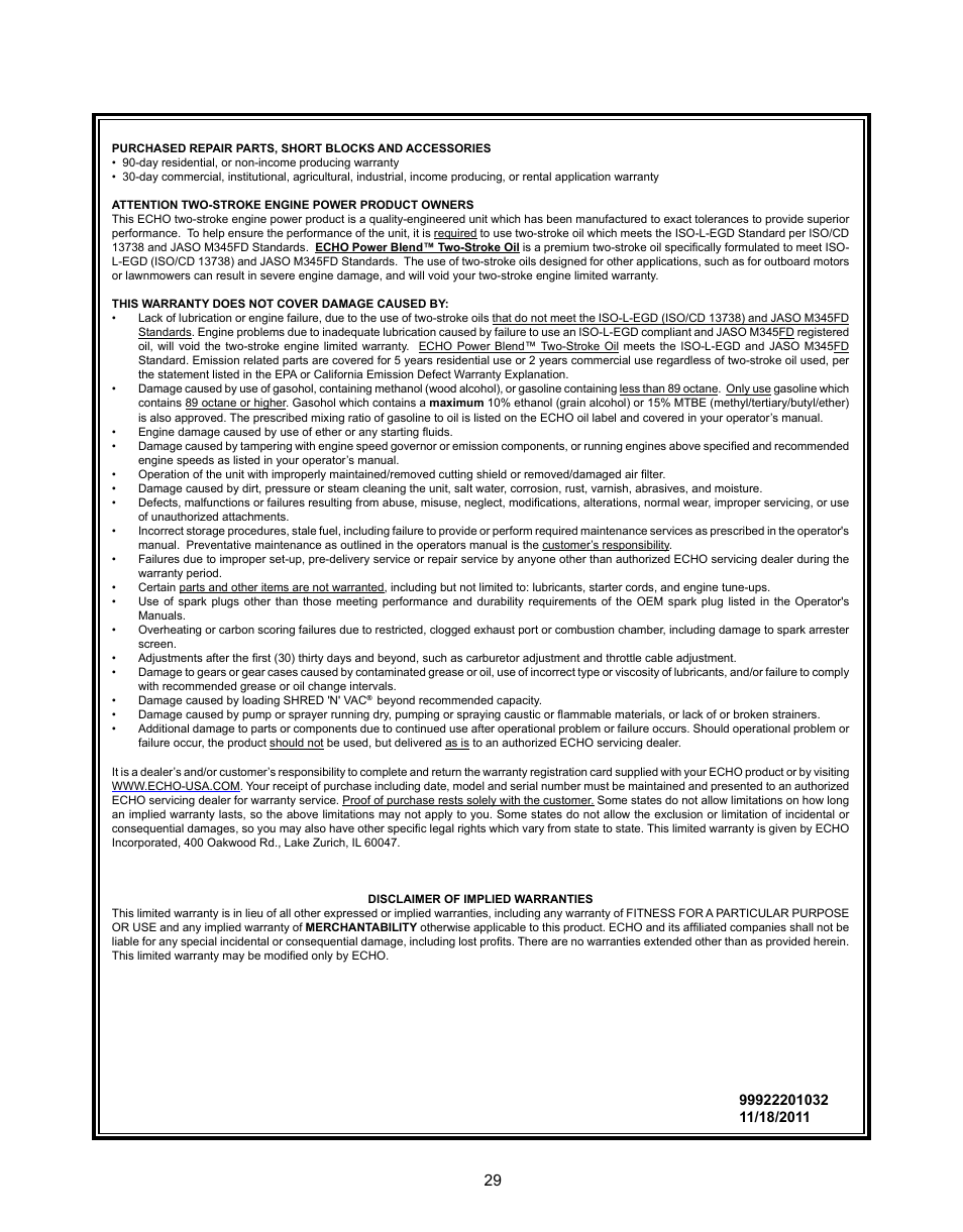 Echo CS-341 User Manual | Page 29 / 32