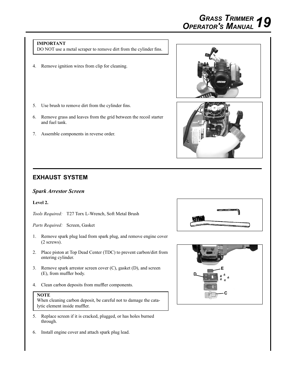 Exhaust system | Echo GT-225i User Manual | Page 19 / 28