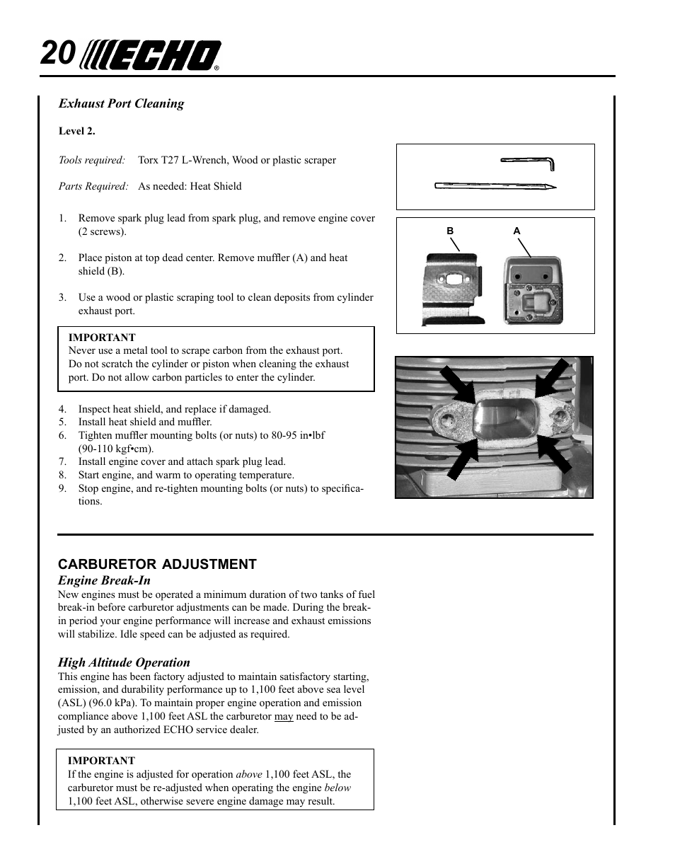 Carburetor adjustment | Echo GT-225i User Manual | Page 20 / 28