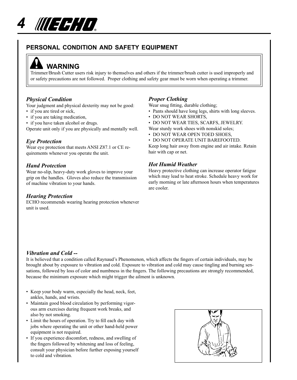 Warning | Echo GT-225i User Manual | Page 4 / 28