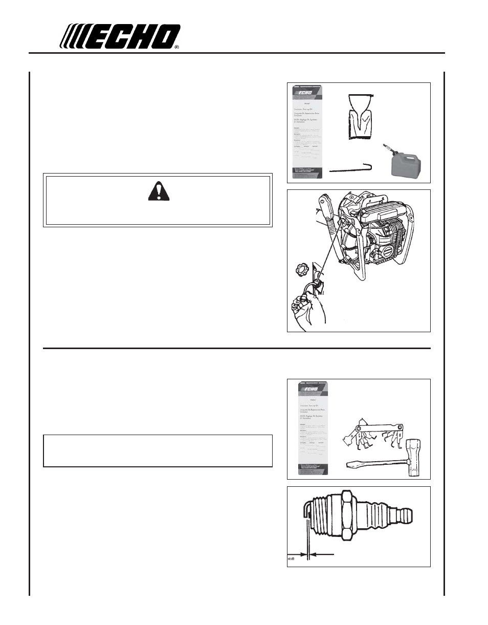 Fuel filter, Spark plug, Warning danger | Echo PB-610 User Manual | Page 16 / 24