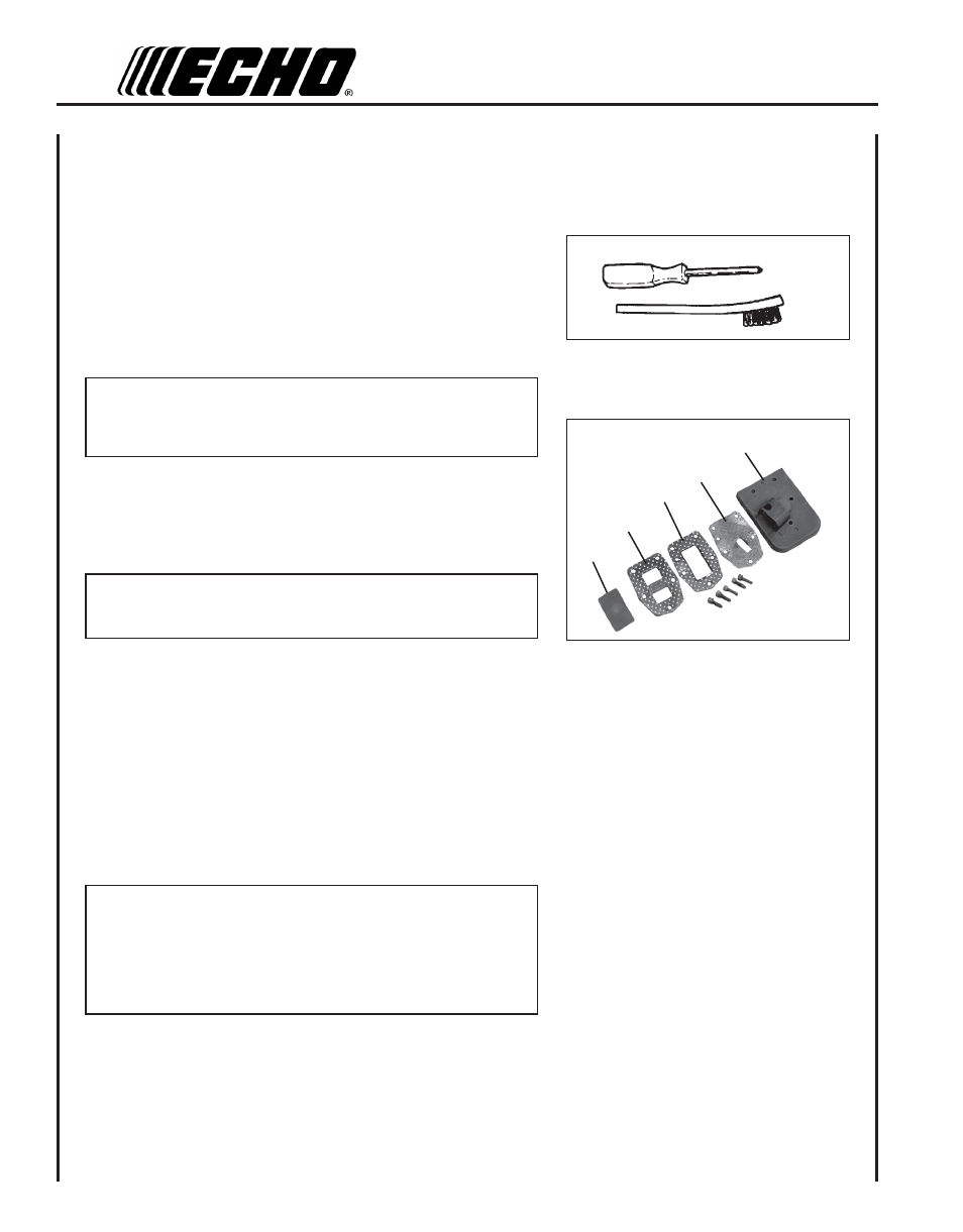 Exhaust system, Spark arrestor screen, Cylinder exhaust port | Echo PB-610 User Manual | Page 18 / 24