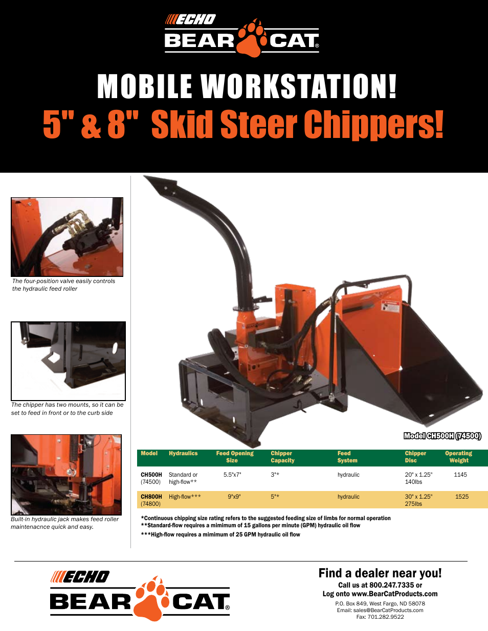 Echo Bear Cat CH500H(74500) User Manual | 2 pages