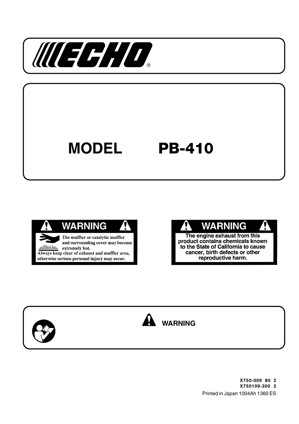 Echo PB-410 User Manual | 28 pages