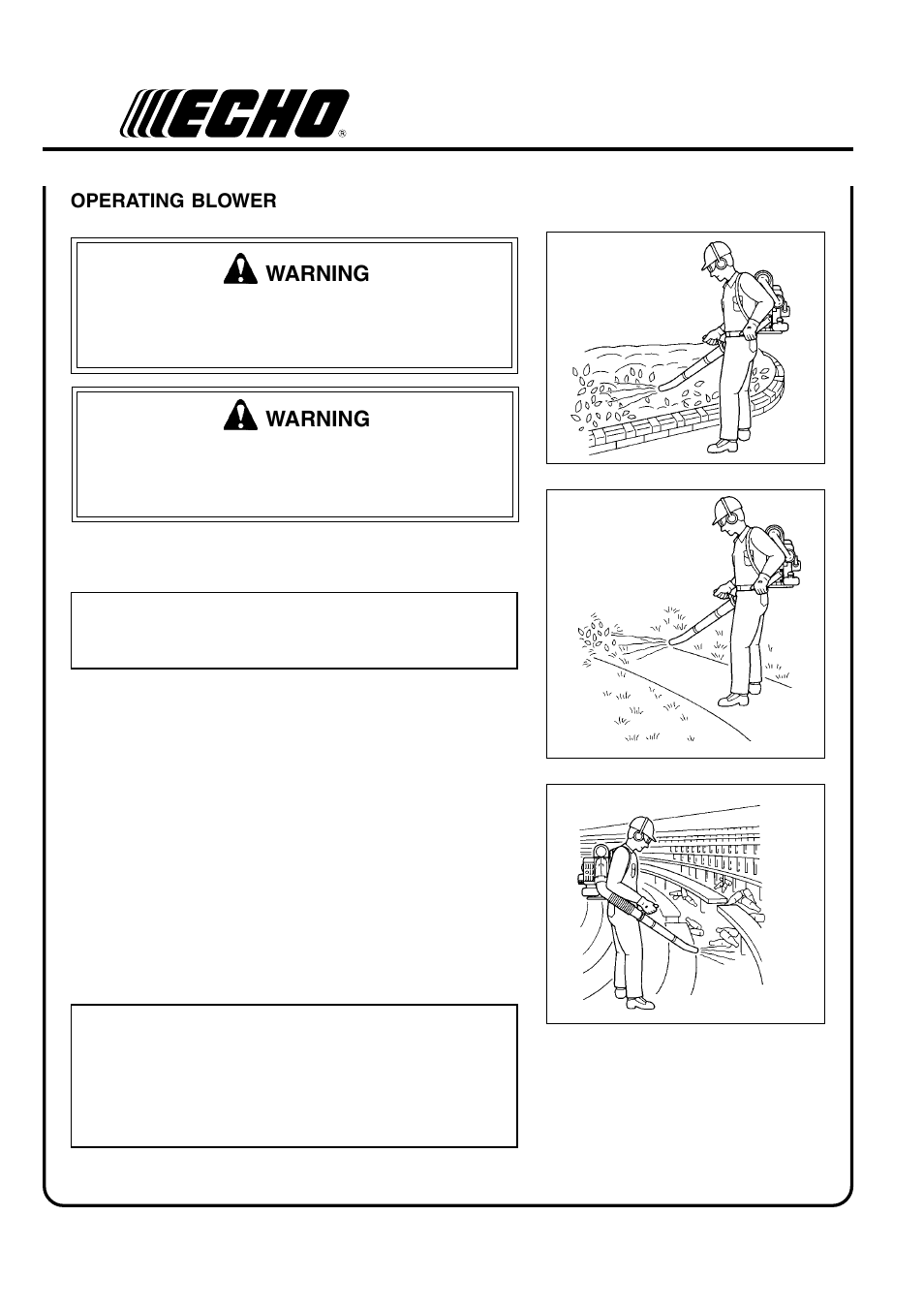 Warning | Echo PB-410 User Manual | Page 14 / 28