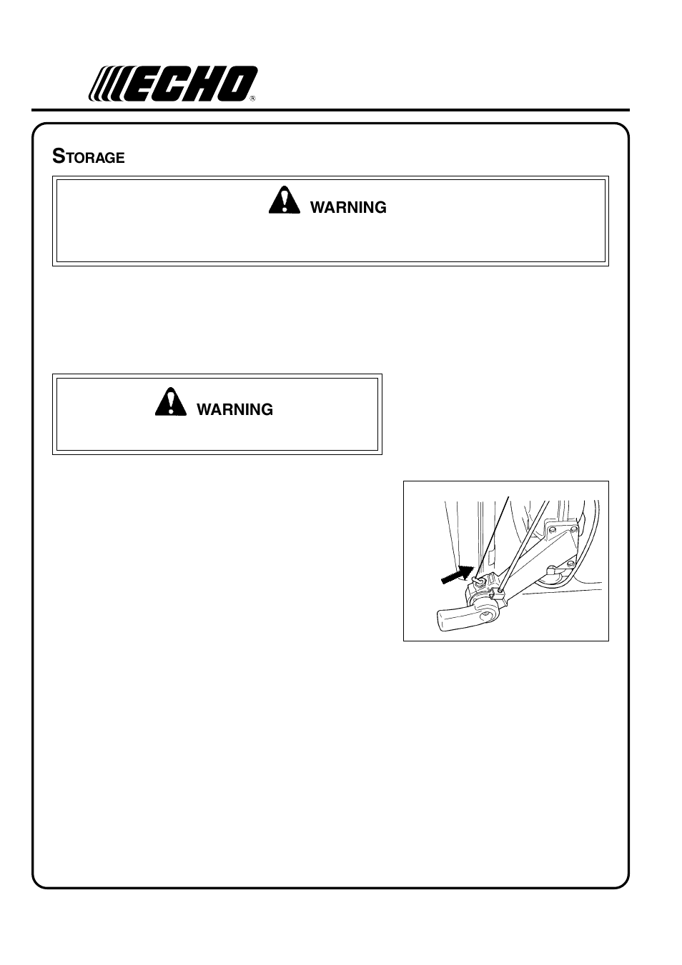Warning, Long term storage (over 30 days) | Echo PB-410 User Manual | Page 22 / 28