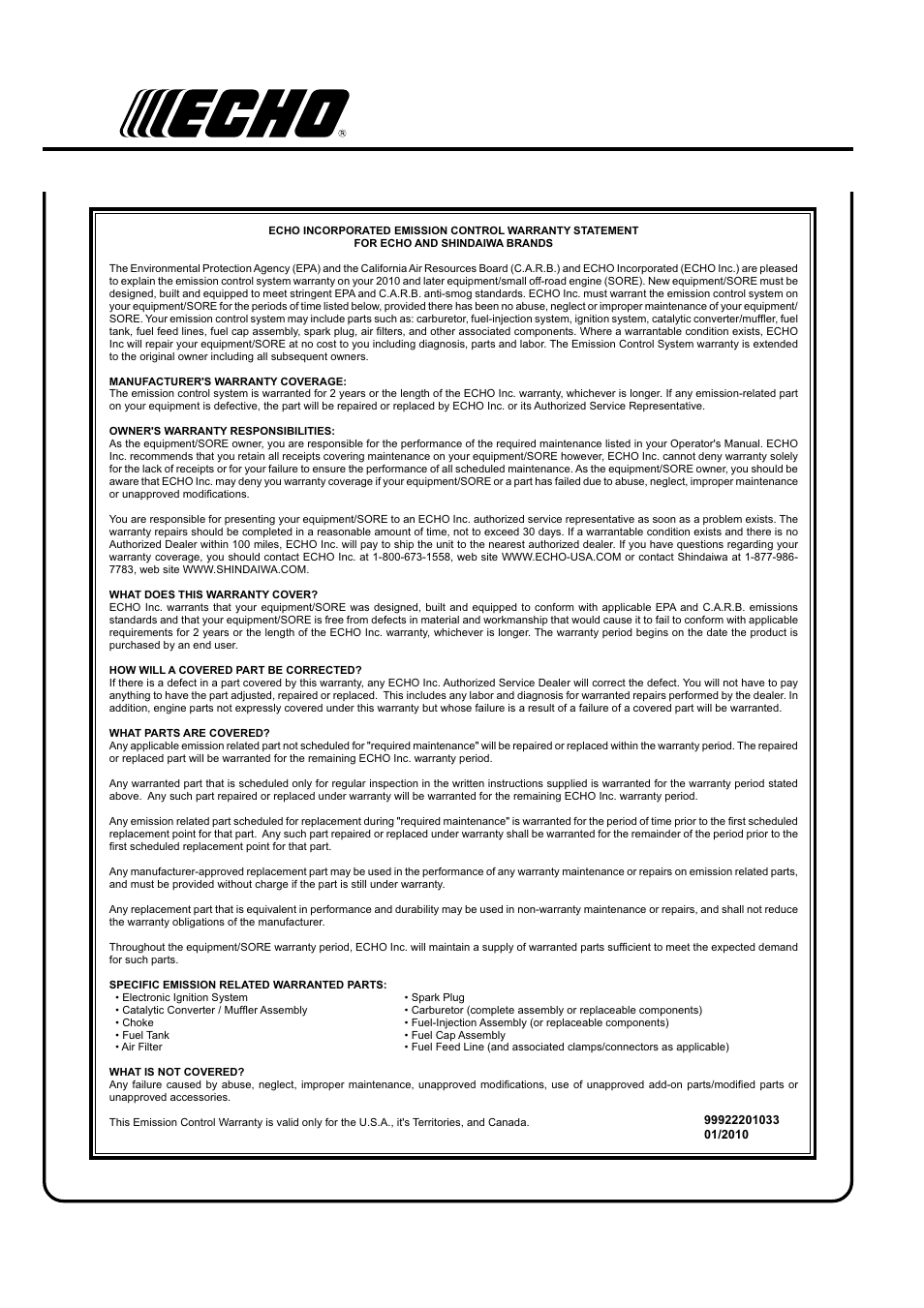 Echo PB-410 User Manual | Page 26 / 28