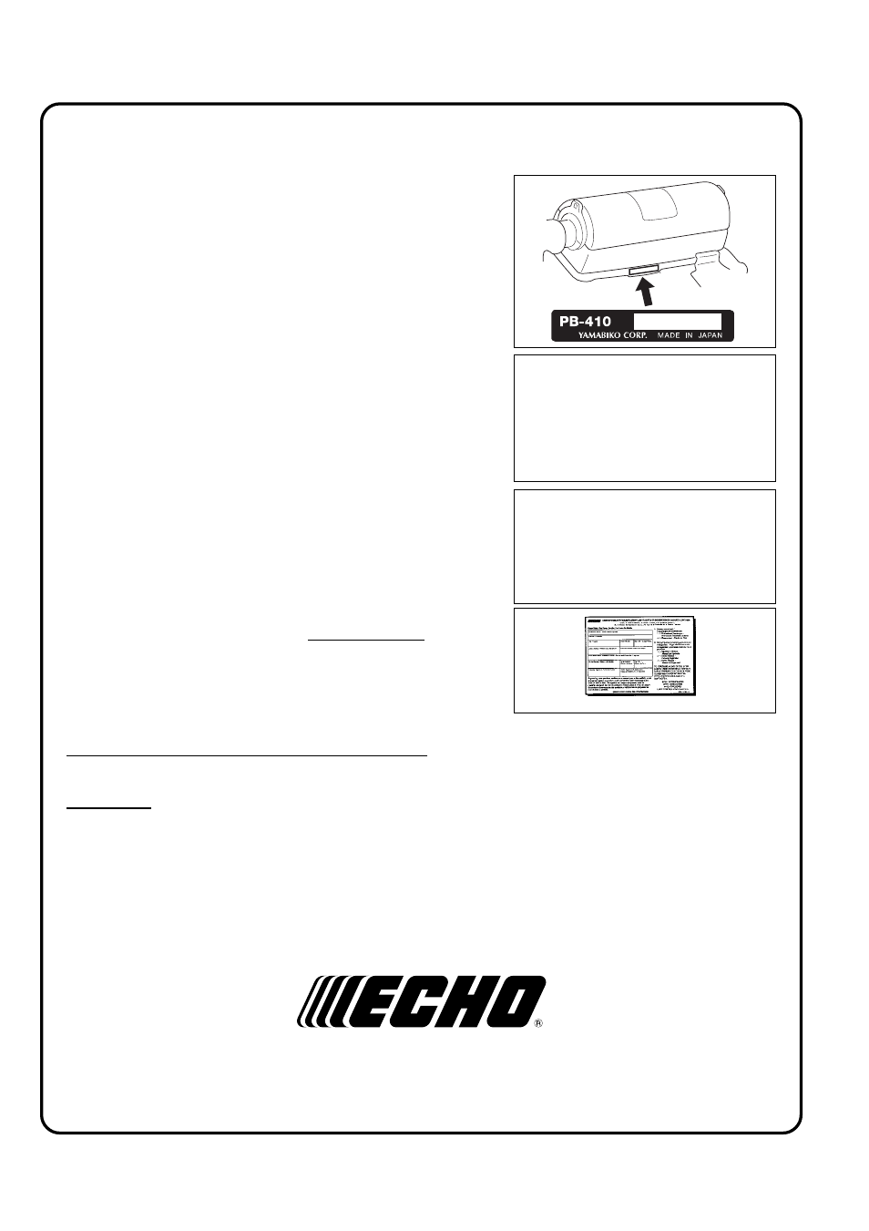 Echo PB-410 User Manual | Page 28 / 28