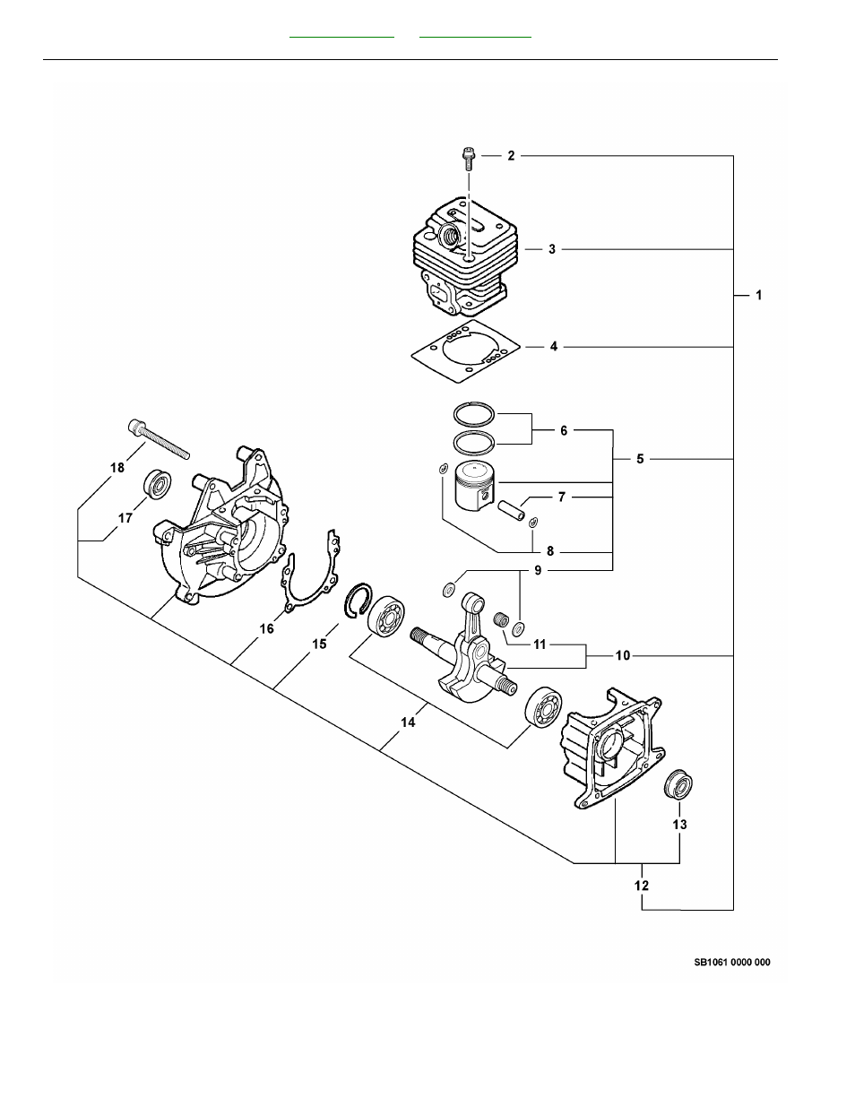 Engine, short block -- sb1061 | Echo SRM230 User Manual | Page 20 / 44