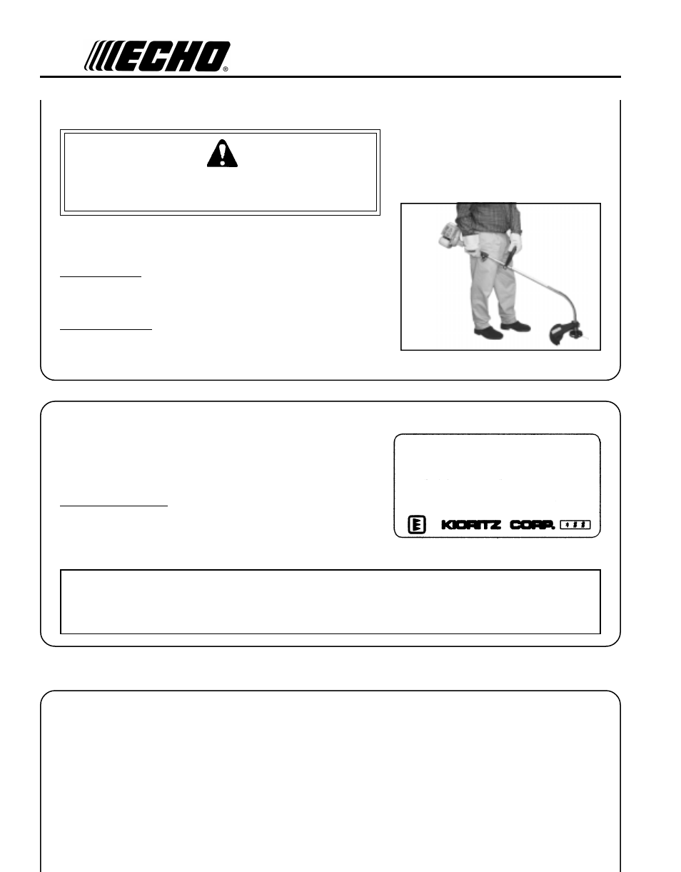 Warning danger | Echo GT-2000EZR User Manual | Page 6 / 27