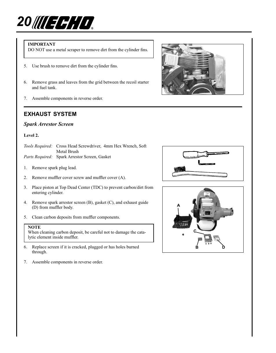 Exhaust system | Echo HCA-265 User Manual | Page 20 / 32