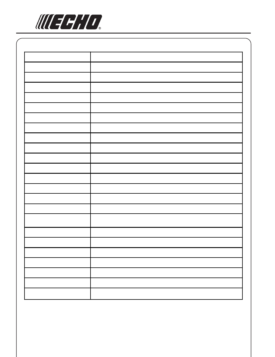 Pecifications | Echo PAS-2601  EN User Manual | Page 12 / 28