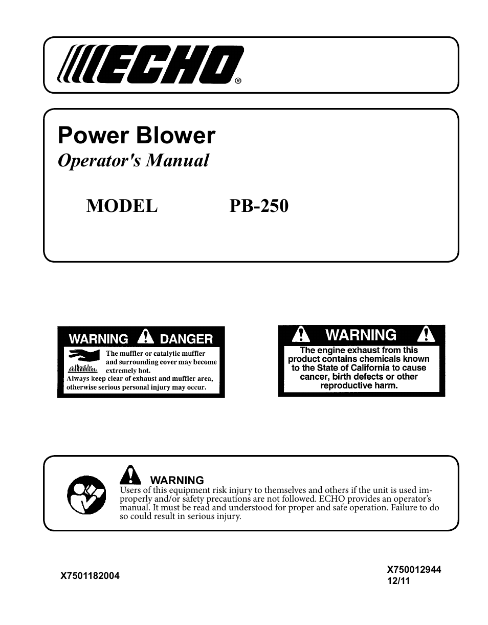 Echo PB-250 User Manual | 28 pages