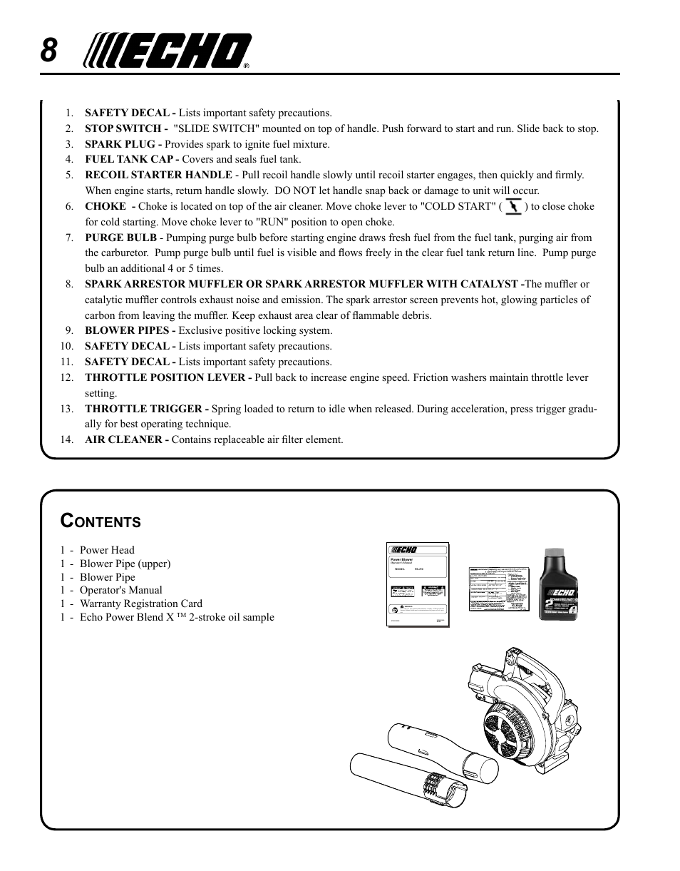 Echo PB-250 User Manual | Page 8 / 28