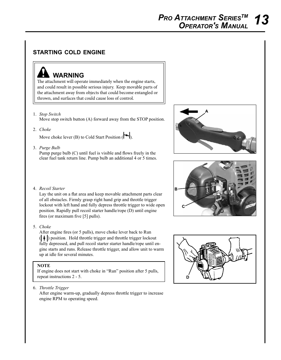 Echo PRO ATTACHMENT SERIES PAS-225 User Manual | Page 13 / 28