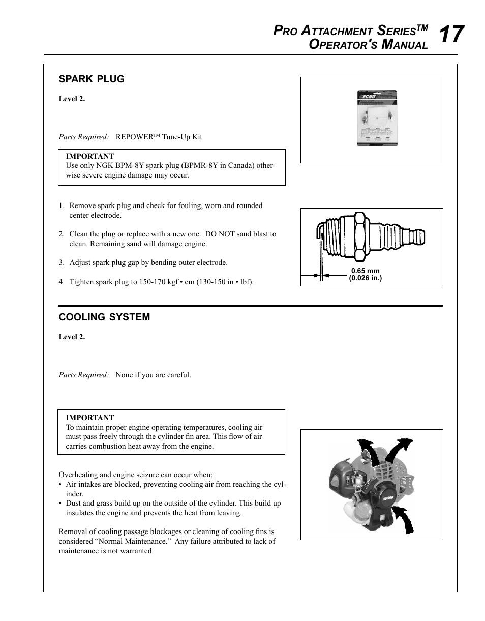 Echo PRO ATTACHMENT SERIES PAS-225 User Manual | Page 17 / 28