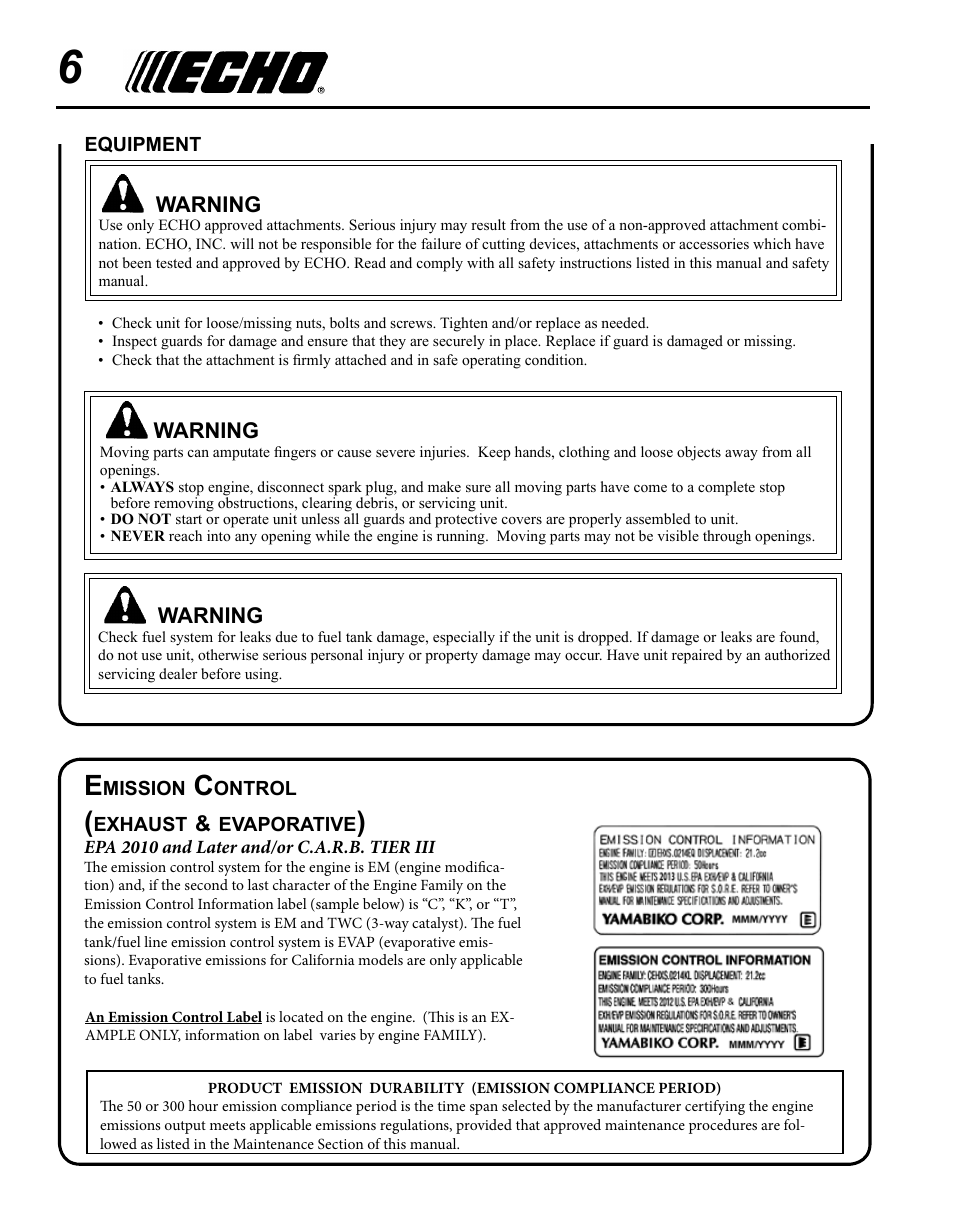 Echo PRO ATTACHMENT SERIES PAS-225 User Manual | Page 6 / 28
