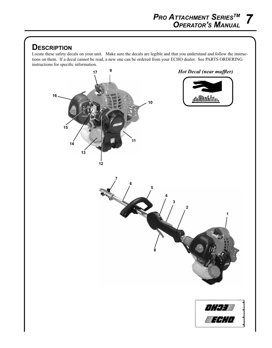 Echo PRO ATTACHMENT SERIES PAS-225 User Manual | Page 7 / 28
