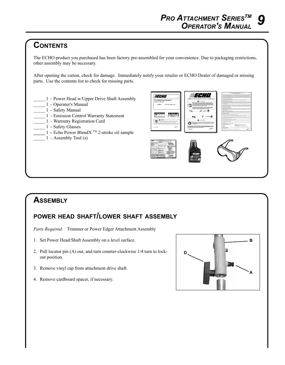 Echo PRO ATTACHMENT SERIES PAS-225 User Manual | Page 9 / 28