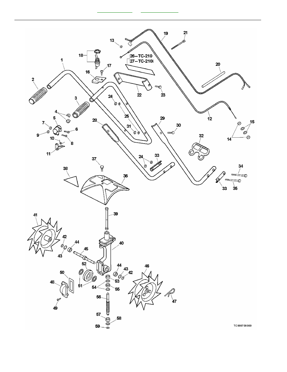 Handle, stop switch, throttle cable | Echo CULTIVATOR TC-210I User Manual | Page 12 / 18