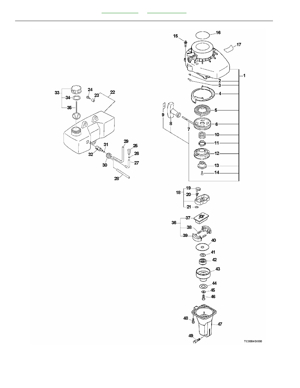 Fan case, fuel system, clutch | Echo CULTIVATOR TC-210I User Manual | Page 6 / 18