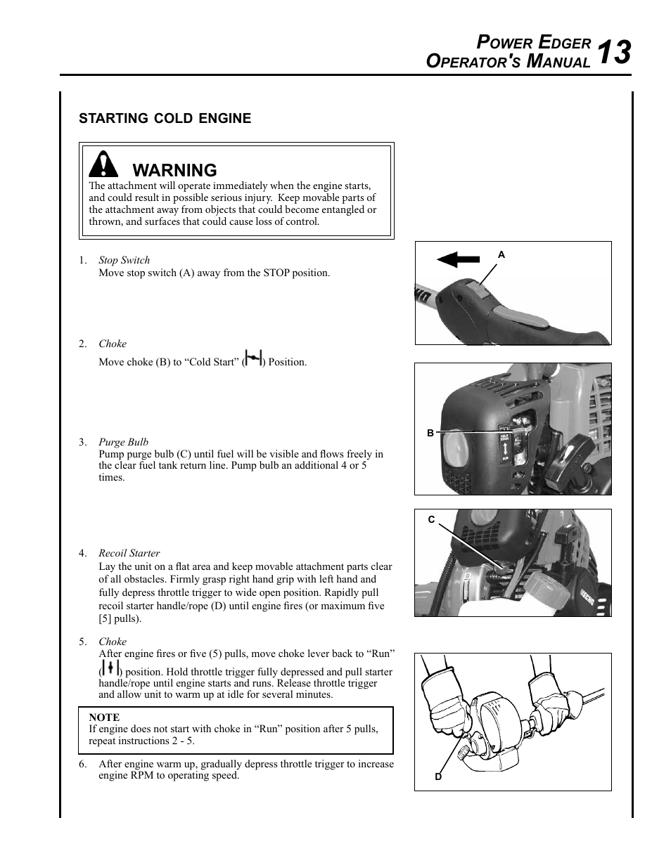 Warning | Echo POWER EDGER PE-280 User Manual | Page 13 / 28