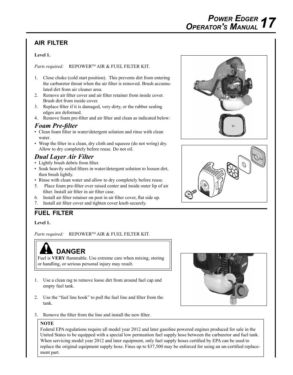 Echo POWER EDGER PE-280 User Manual | Page 17 / 28