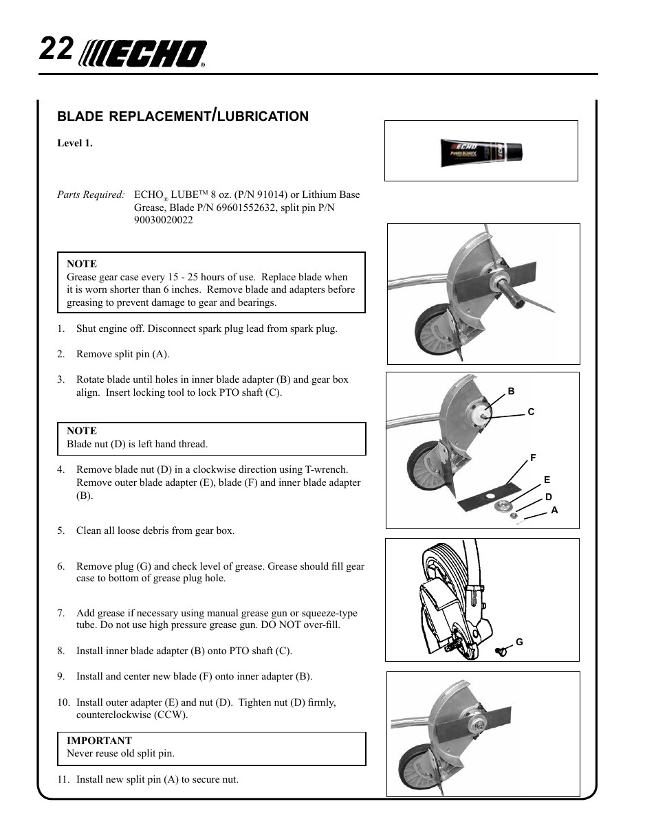 Echo POWER EDGER PE-280 User Manual | Page 22 / 28