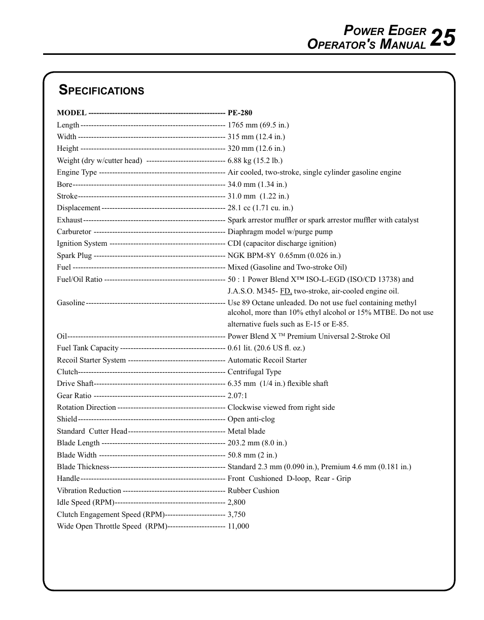 Echo POWER EDGER PE-280 User Manual | Page 25 / 28